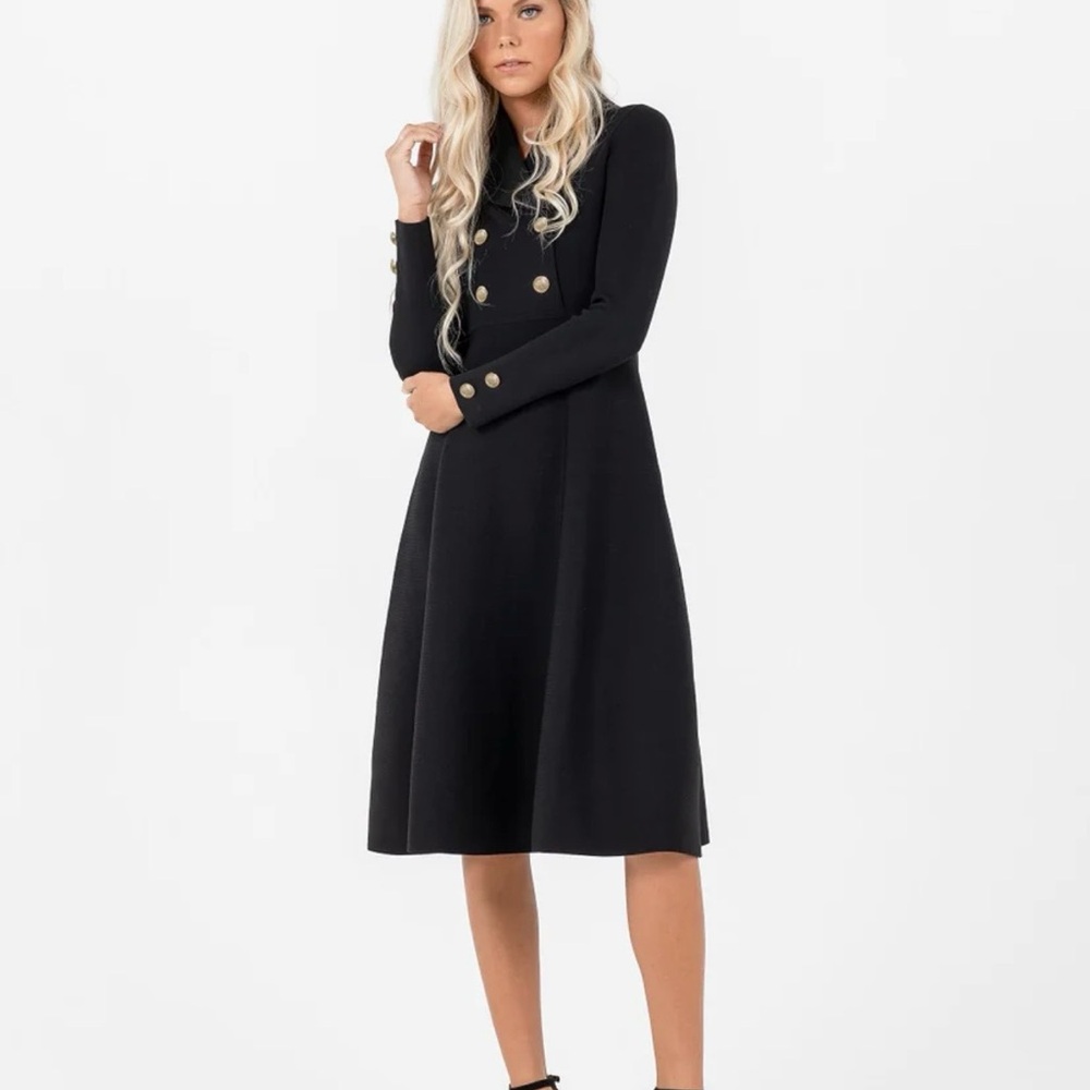 Aleeza Paris Elegant Black Double-Breasted Dress - Picture 2 of 5